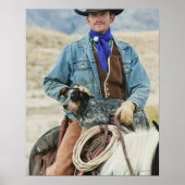 Cowboy en hond op paard poster (Voorkant)