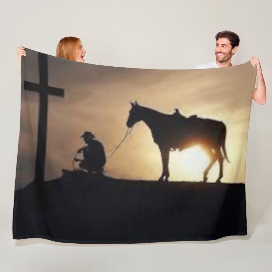 COWBOY EN HORSE FLEECE DEKEN (In situ)