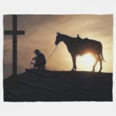 COWBOY EN HORSE FLEECE DEKEN (Voorkant (Horizontaal))