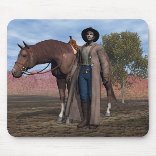 Cowboy en Horse Mousepad Muismat (Voorkant)