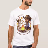 Cowboy en koe hond koken herfstvis t-shirt (Voorkant)