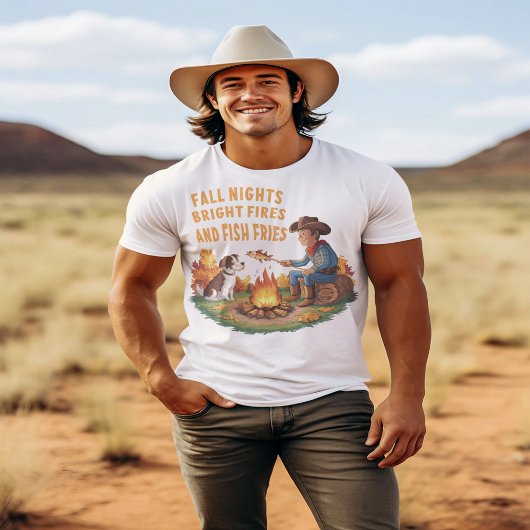 Cowboy en koe hond koken herfstvis t-shirt