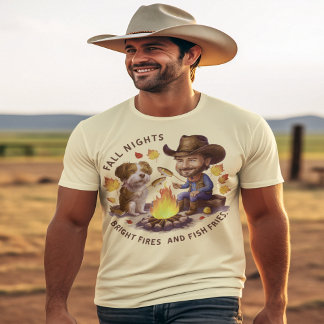 Cowboy en koe hond koken herfstvis t-shirt