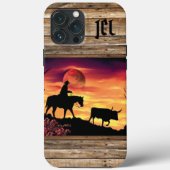 Cowboy en Longhorn Steer Hoesje-Mate iPhone Case (Achterkant)