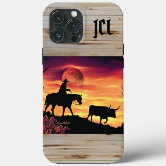 Cowboy en Longhorn Steer Hoesje-Mate iPhone Case (Achterkant)