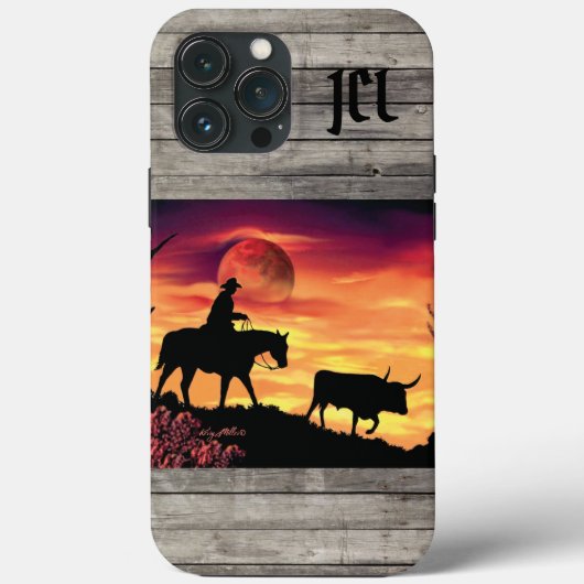 Cowboy en Longhorn Steer Hoesje-Mate iPhone Case (Achterkant)