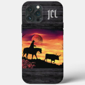 Cowboy en Longhorn Steer Hoesje-Mate iPhone Case (Achterkant)
