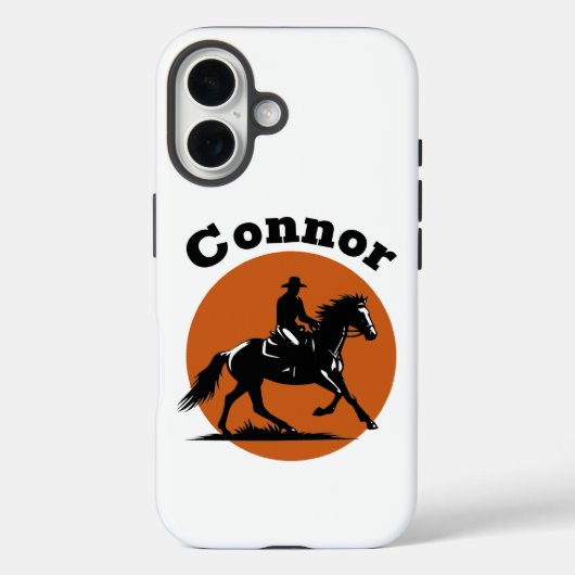 Cowboy en Oranje zonnecirkel Case-Mate iPhone Case (Achterkant)