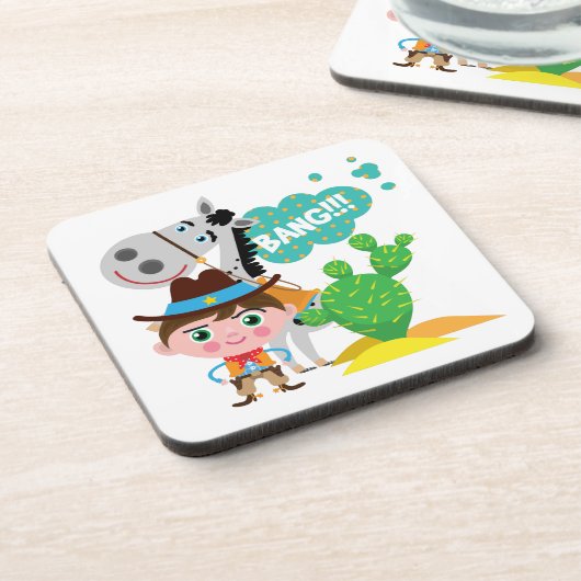 Cowboy en Paard Drankjes Onderzetter (Linkerzijde)
