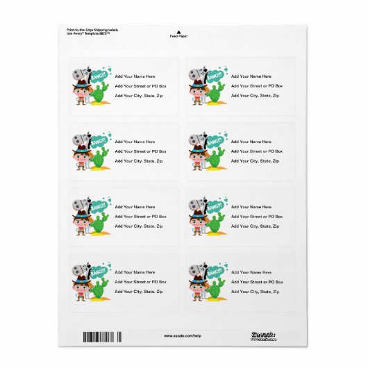 Cowboy en Paard Etiket (Full Sheet)