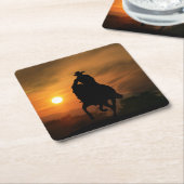 Cowboy en paard in de Onderzetters van de zon (Schuin)
