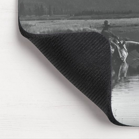 Cowboy en paard in een vijver muismat (Hoek)