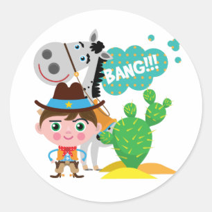 Cowboy en Paard Ronde Sticker