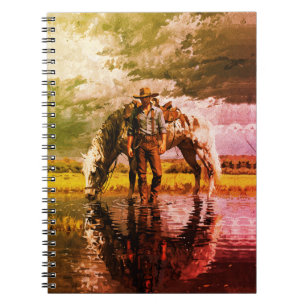 Cowboy en Paard Spiegelende Muur Kunst – Western Notitieboek