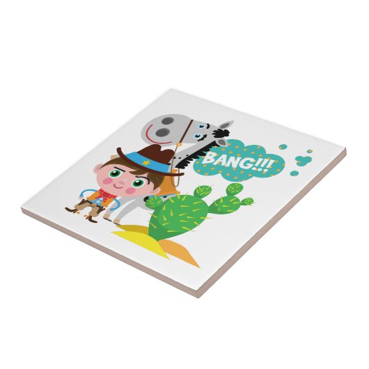 Cowboy en Paard Tegeltje (Zijkant)