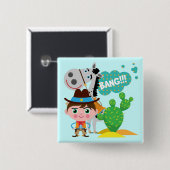 Cowboy en Paard Vierkante Button 5,1 Cm (Voorkant /achterkant)