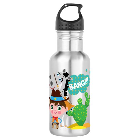 Cowboy en Paard Waterfles (Voorkant)