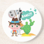 Cowboy en Paard Zandsteen Onderzetter (Voorkant)