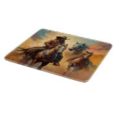 Cowboy en paarden collage snijplank (Hoek)