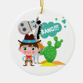 Cowboy en paarden keramisch ornament (Voorkant)