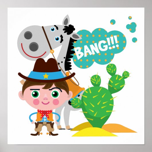 Cowboy en paarden poster (Voorkant)