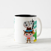 Cowboy en paarden tweekleurige koffiemok (Voorkant rechts)
