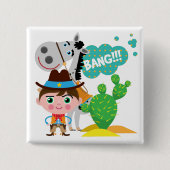 Cowboy en paarden vierkante button 5,1 cm (Voorkant)