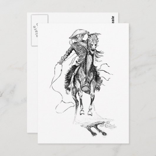 Cowboy- en paardenillustratie Briefkaart (Voorkant / Achterkant)