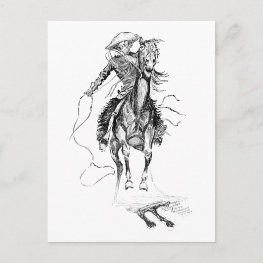  Cowboy- en paardenillustratie Briefkaart (Voorkant)