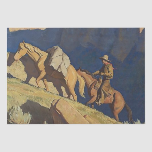 “Cowboy en pakpaard” door Maynard Dixon Tissuepapier (Voorkant)