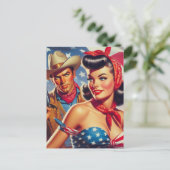 Cowboy en Pin Up Briefkaart (Staand voorkant)