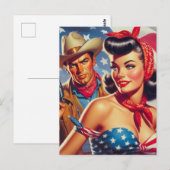 Cowboy en Pin Up Briefkaart (Voorkant / Achterkant)