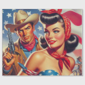  Cowboy en Pin Up Cadeaupapier (Vlak)
