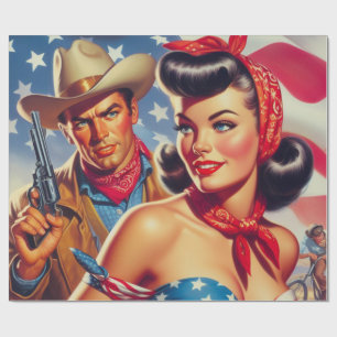 Cowboy en Pin Up Cadeaupapier