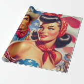 Cowboy en Pin Up Cadeaupapier (Uitgerold)