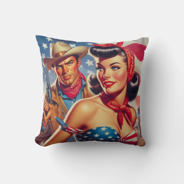  Cowboy en Pin Up Kussen (Voorkant)