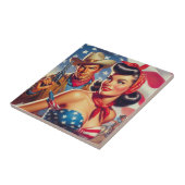 Cowboy en Pin Up Tegeltje (Zijkant)