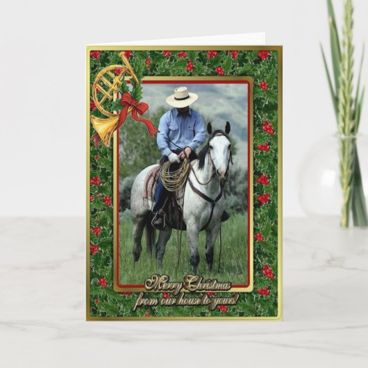 Cowboy en Quarter Horse Blank Kerst Kaart (Voorkant)