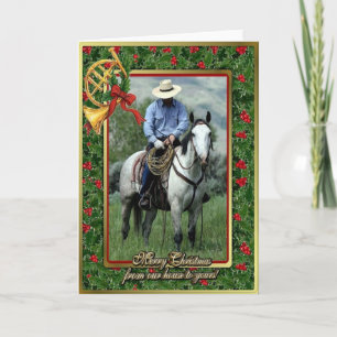Cowboy en Quarter Horse Blank Kerst Kaart