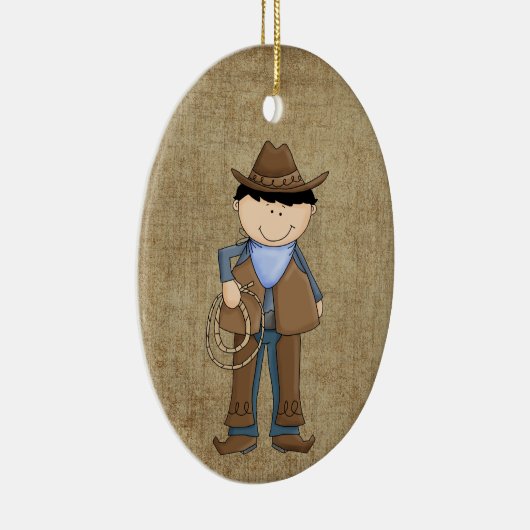 Cowboy en Sheriffs Badge Keramisch Ornament (Rechts)