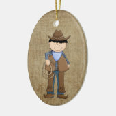 Cowboy en Sheriffs Badge Keramisch Ornament (Links)