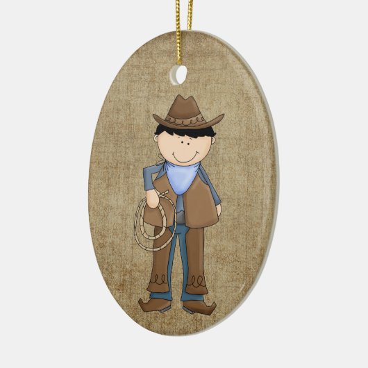 Cowboy en Sheriffs Badge Keramisch Ornament (Links)