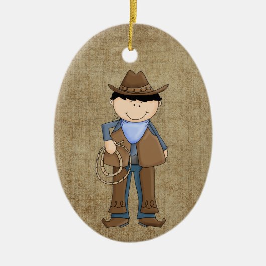 Cowboy en Sheriffs Badge Keramisch Ornament (Voorkant)