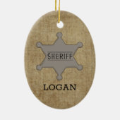 Cowboy en Sheriffs Badge Keramisch Ornament (Achterkant)