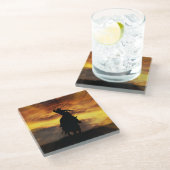 Cowboy en Steer Roping in Sunset Glazen Onderzetter (Schuin)