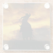 Cowboy en Steer Roping in Sunset Glazen Onderzetter (Achterkant)