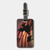 Cowboy en Steer Roping met Amerikaanse vlag Bagagelabel (Voorkant verticaal)