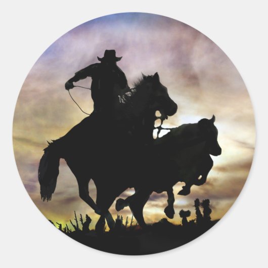 Cowboy- en Steer-Stickers Ronde Sticker (Voorkant)