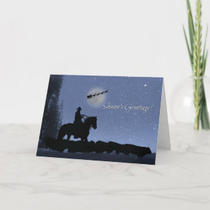 Cowboy en vee met Sinterklaas kerstgroet Kaart