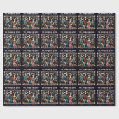 Cowboy en vrouw zwart en goud cadeaupapier (Vlak)